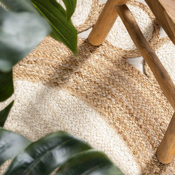 Skye Two-tone Jute Circle Border Area Rug